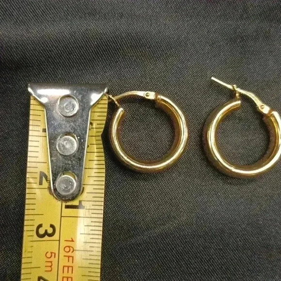 Gold Over 925 Vermeil Wide Hoop Earrings - Picture 4 of 4